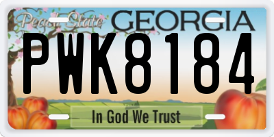 GA license plate PWK8184