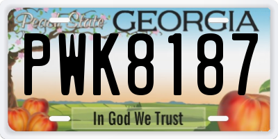 GA license plate PWK8187