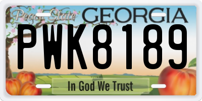 GA license plate PWK8189