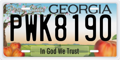 GA license plate PWK8190