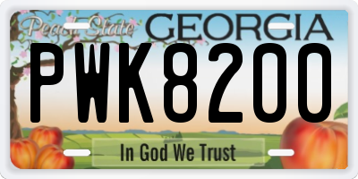GA license plate PWK8200