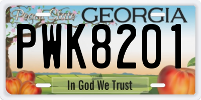 GA license plate PWK8201