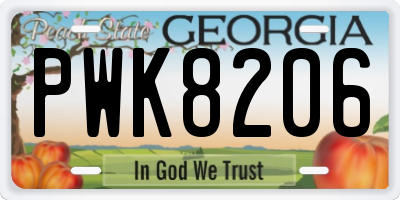 GA license plate PWK8206