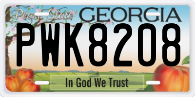 GA license plate PWK8208