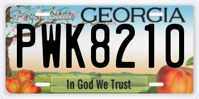 GA license plate PWK8210