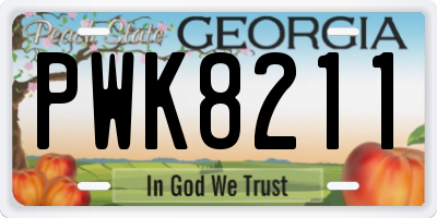 GA license plate PWK8211