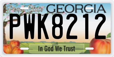 GA license plate PWK8212