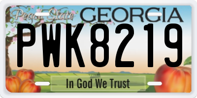 GA license plate PWK8219
