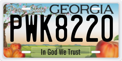 GA license plate PWK8220