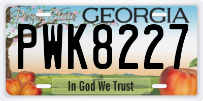 GA license plate PWK8227