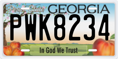 GA license plate PWK8234