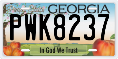 GA license plate PWK8237