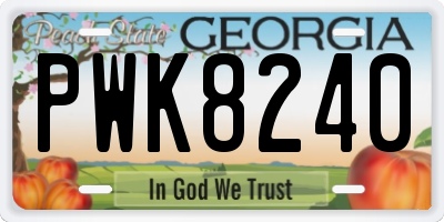 GA license plate PWK8240