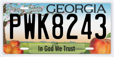 GA license plate PWK8243