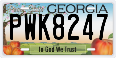 GA license plate PWK8247