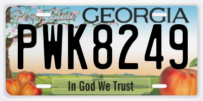 GA license plate PWK8249