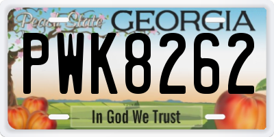 GA license plate PWK8262
