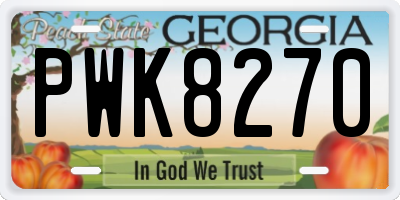GA license plate PWK8270