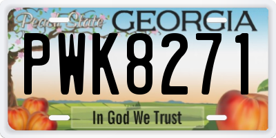 GA license plate PWK8271