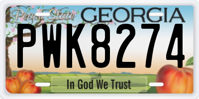 GA license plate PWK8274