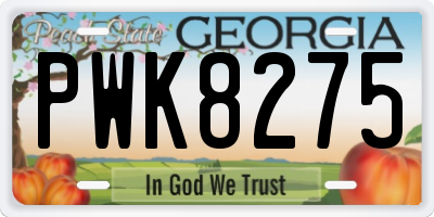 GA license plate PWK8275