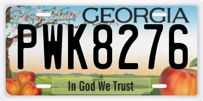 GA license plate PWK8276