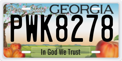 GA license plate PWK8278
