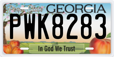 GA license plate PWK8283
