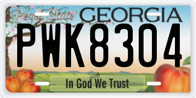 GA license plate PWK8304