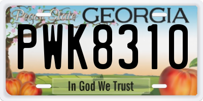GA license plate PWK8310