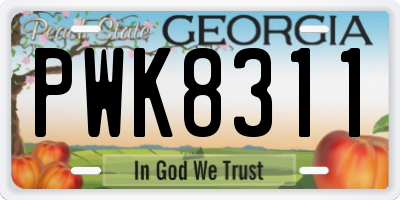 GA license plate PWK8311