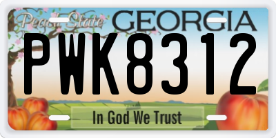 GA license plate PWK8312