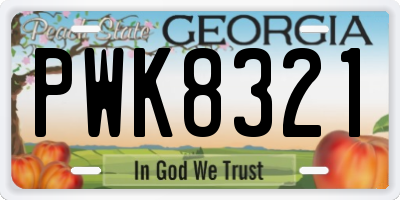 GA license plate PWK8321