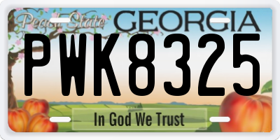 GA license plate PWK8325