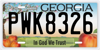 GA license plate PWK8326