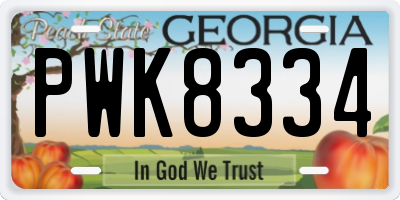 GA license plate PWK8334