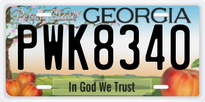 GA license plate PWK8340