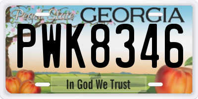 GA license plate PWK8346