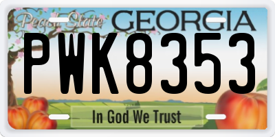 GA license plate PWK8353