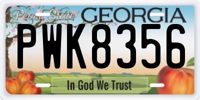 GA license plate PWK8356