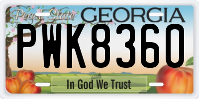 GA license plate PWK8360