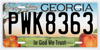 GA license plate PWK8363