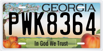 GA license plate PWK8364