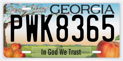 GA license plate PWK8365