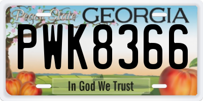 GA license plate PWK8366