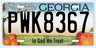 GA license plate PWK8367