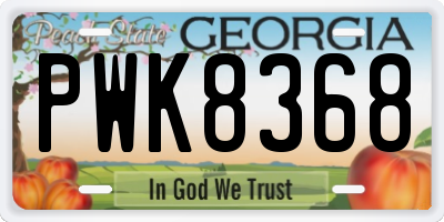 GA license plate PWK8368