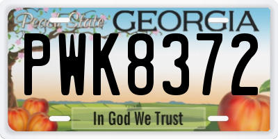 GA license plate PWK8372