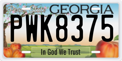 GA license plate PWK8375