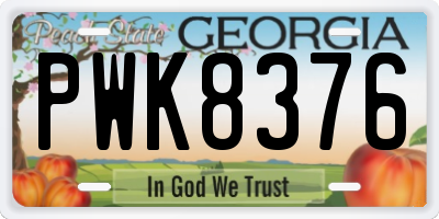 GA license plate PWK8376
